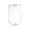 Clear with Silver Elegant Stemless Plastic Wine Glasses - 12 oz. (64 Glasses)